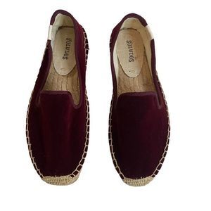 Soludos Velvet Deep Red Platform Smoking Slippers Size 5 NWOT